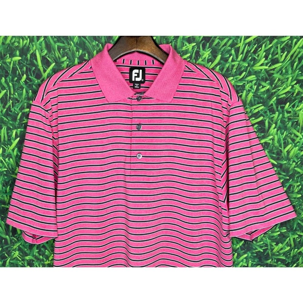 FootJoy FJ Performance Polo Golf Shirt Men’s Medium Pink Striped Stretch